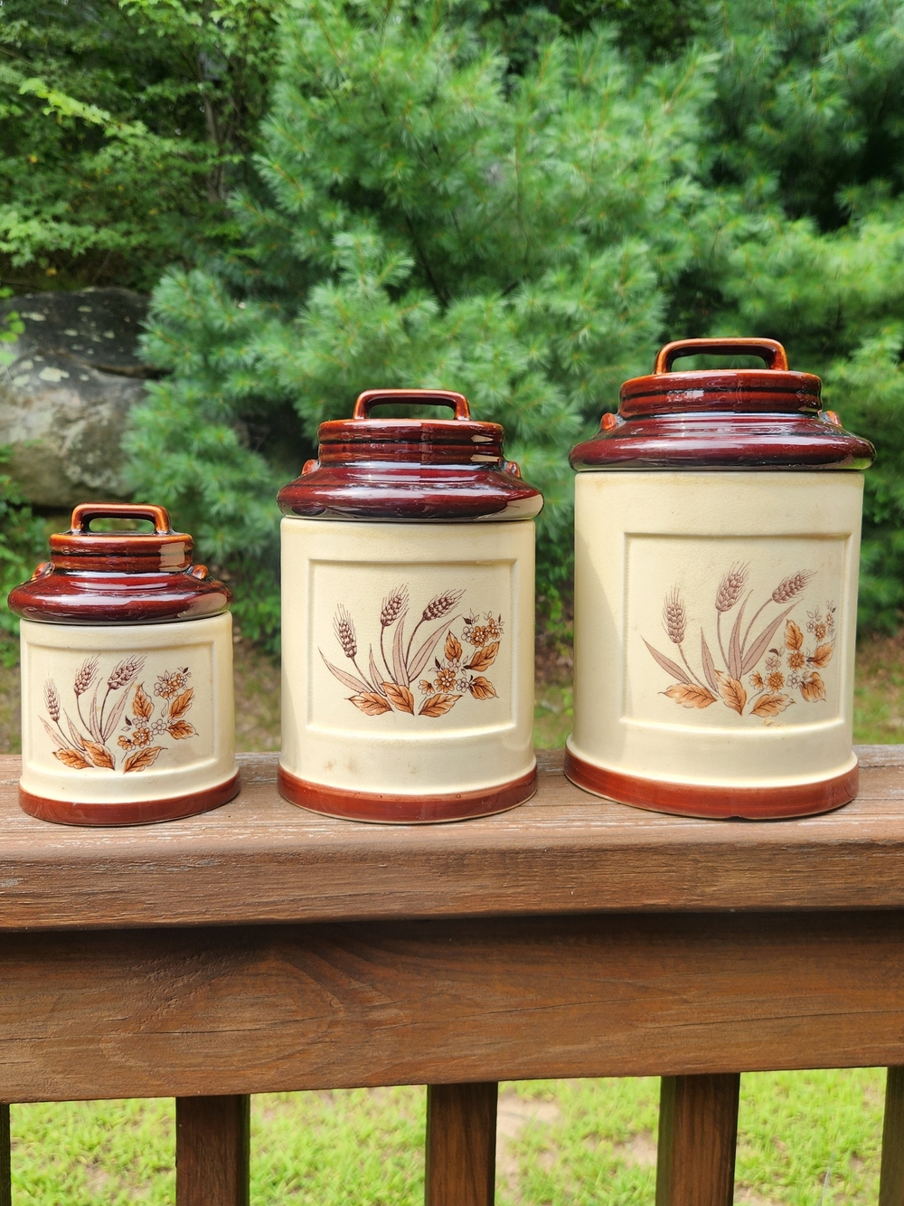 SET OF THREE Sears Roebuck Harvest Wheat Canister Set